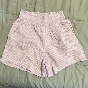 Aerie High Waist Purple Gingham Shorts